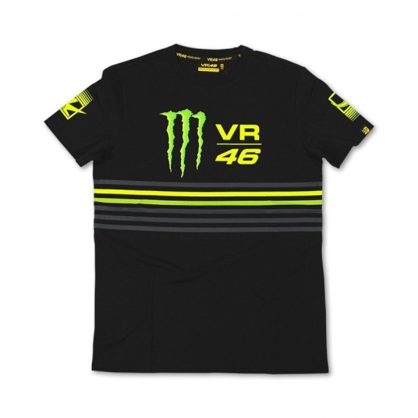 Official Valentino Rossi VR46 Monster T-Shirt Black Stripes - Momts 115404